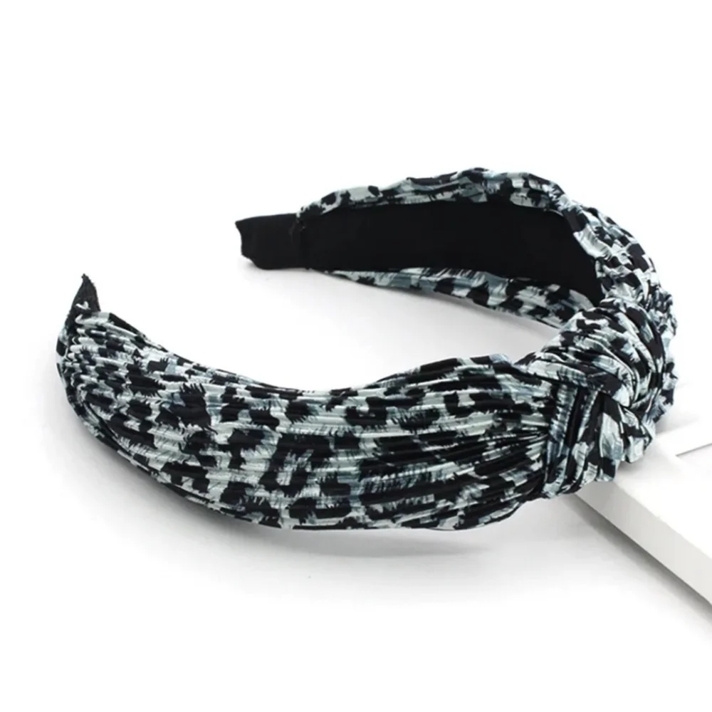 Headband Animal Print Black and Gray Knotted